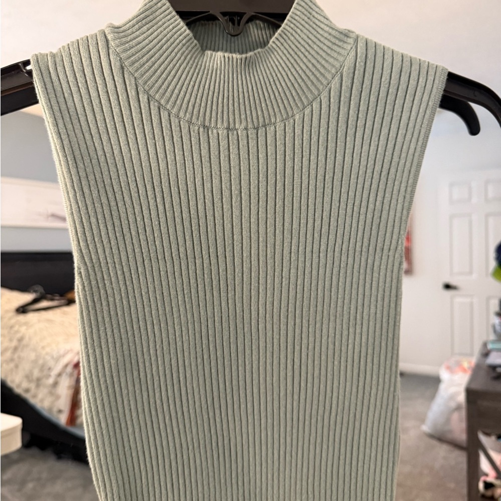 Calvin Klein Jeans Ribbed Top in Light Blue